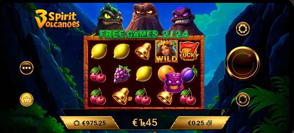 Wild durante los Free Games de 3 Spirit Volcanoes
